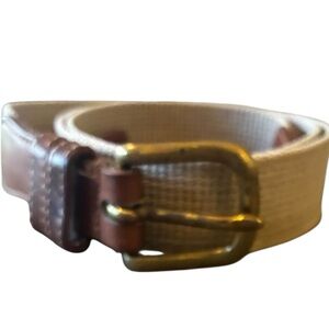 Vintage Coach Natural Linen & Leather Belt